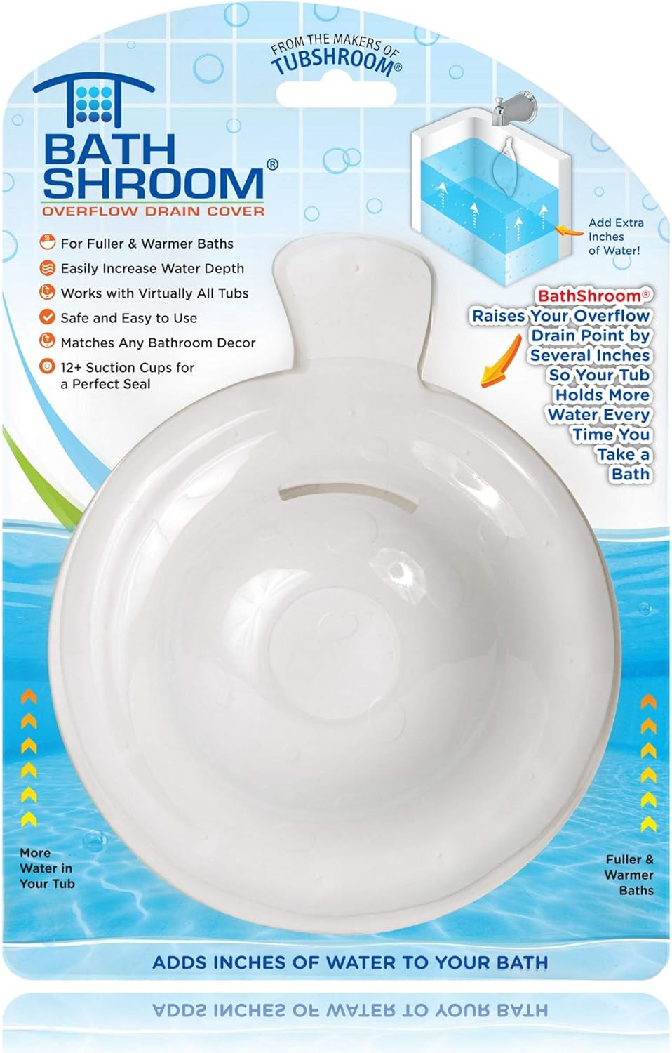 BTHSH620 Overflow Drain Cover for Fuller and Warmer Baths, White