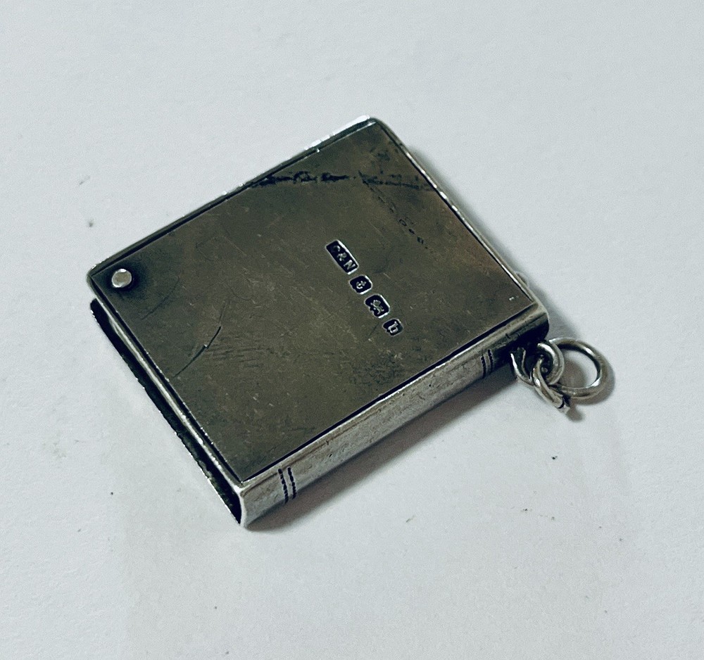 Antique Solid Sterling Silver Folding Stamp Book Case Gilt Chatelaine 1901