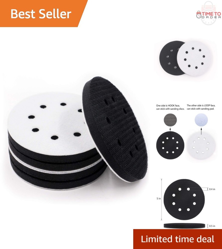 5 Pack 5 Inch Soft Density Interface Pads Hook and Loop Buffers Sanding