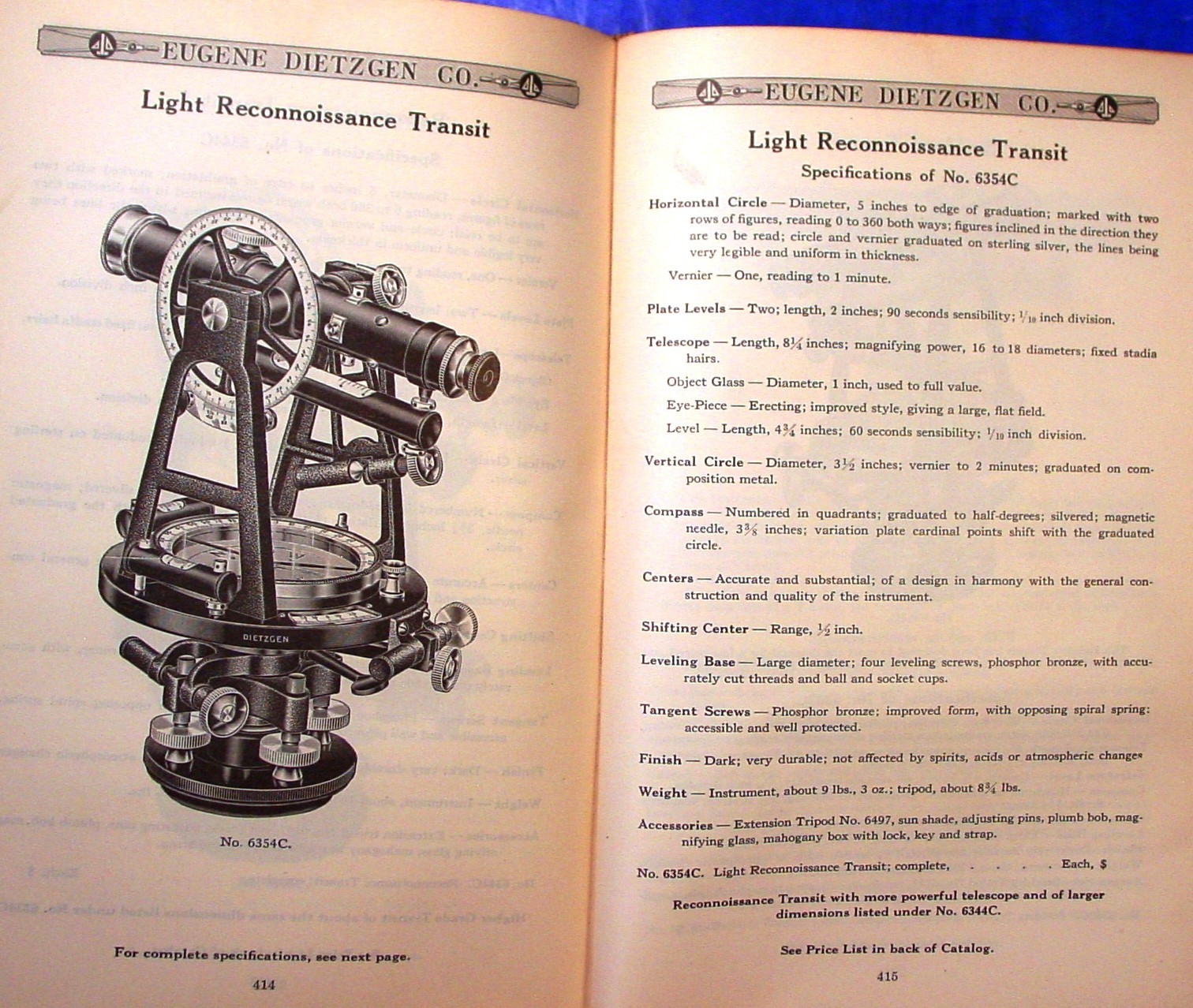 1926 Dietzgen Surveying & Drafting Insts. Catalog
