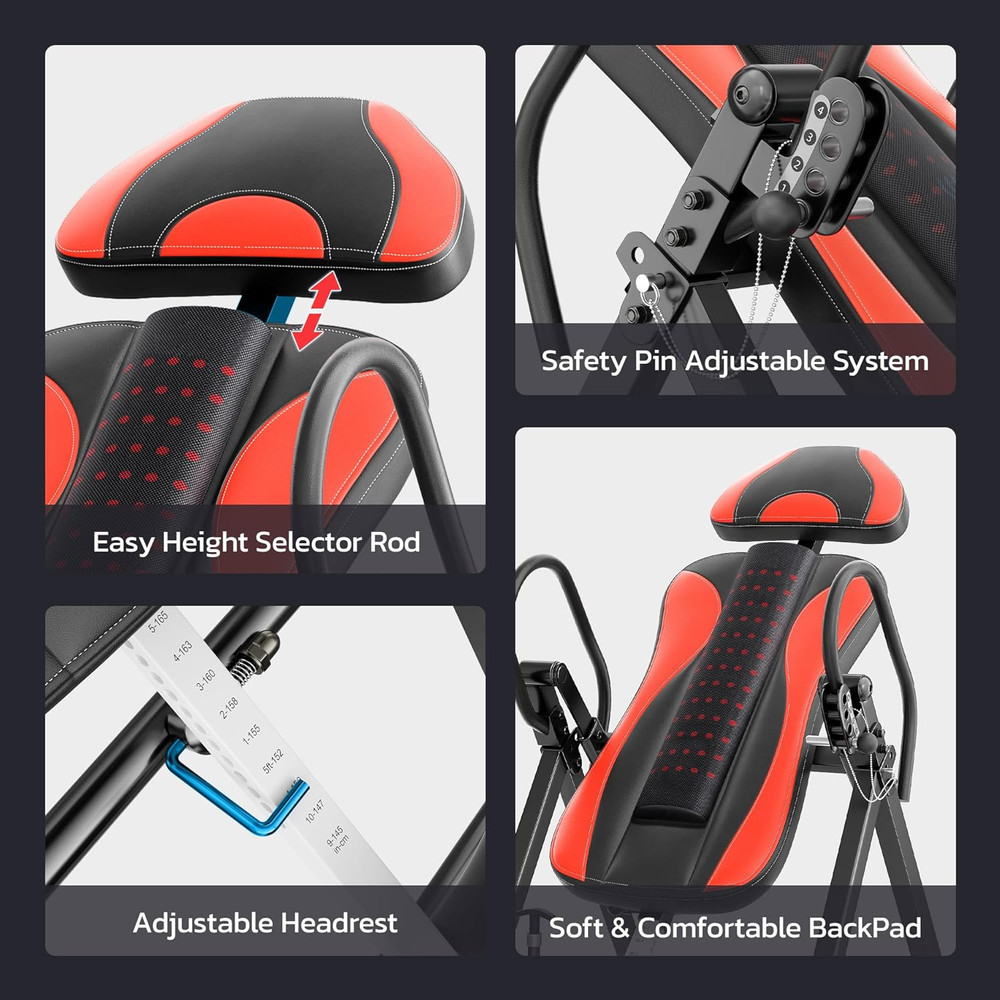 YOLEO Inversion Table for Back Pain 2026 Foldable Inversion Table W/Removable Lu