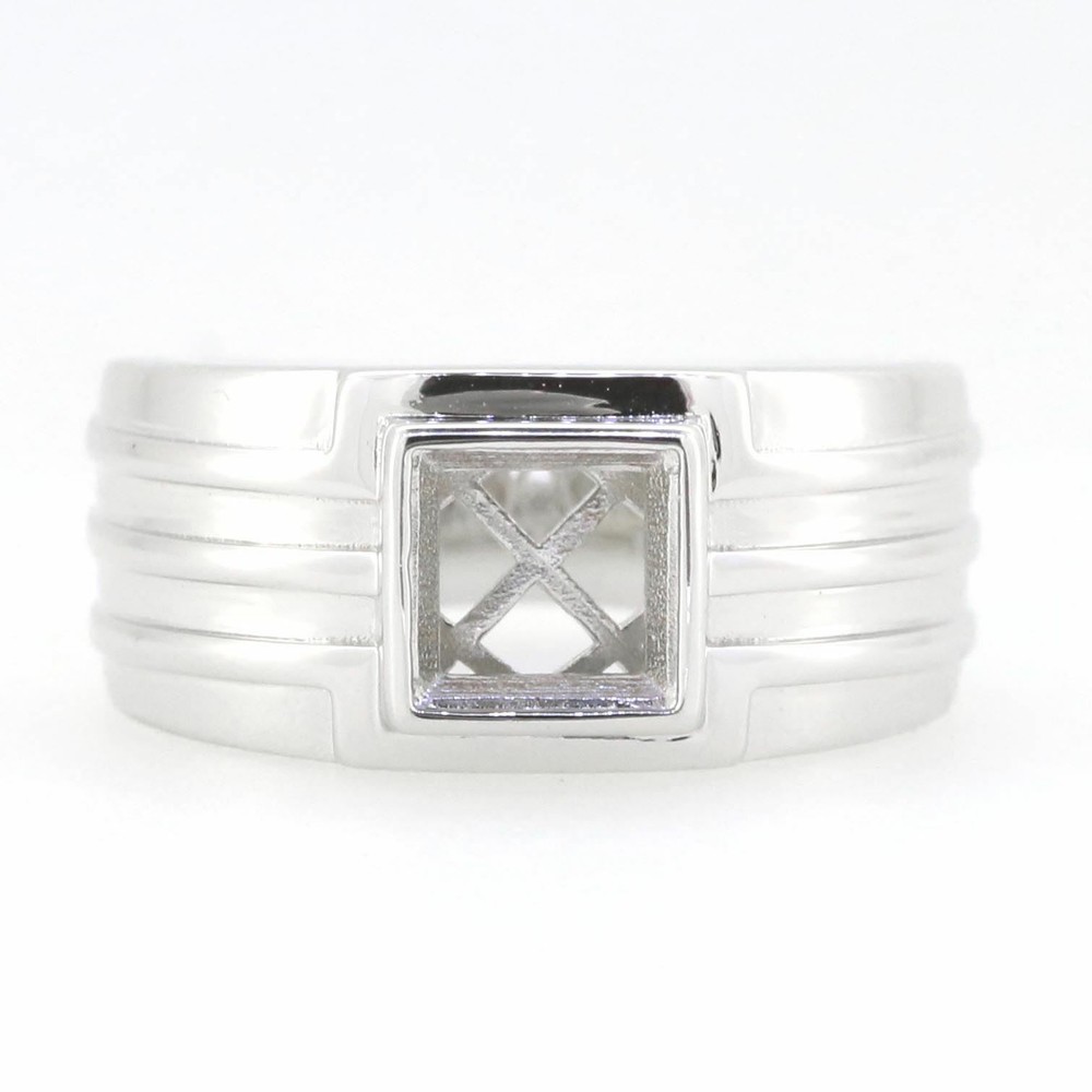 Sterling Silver Semi Mount Ring Setting Princess SQ 6.5X6.5mm