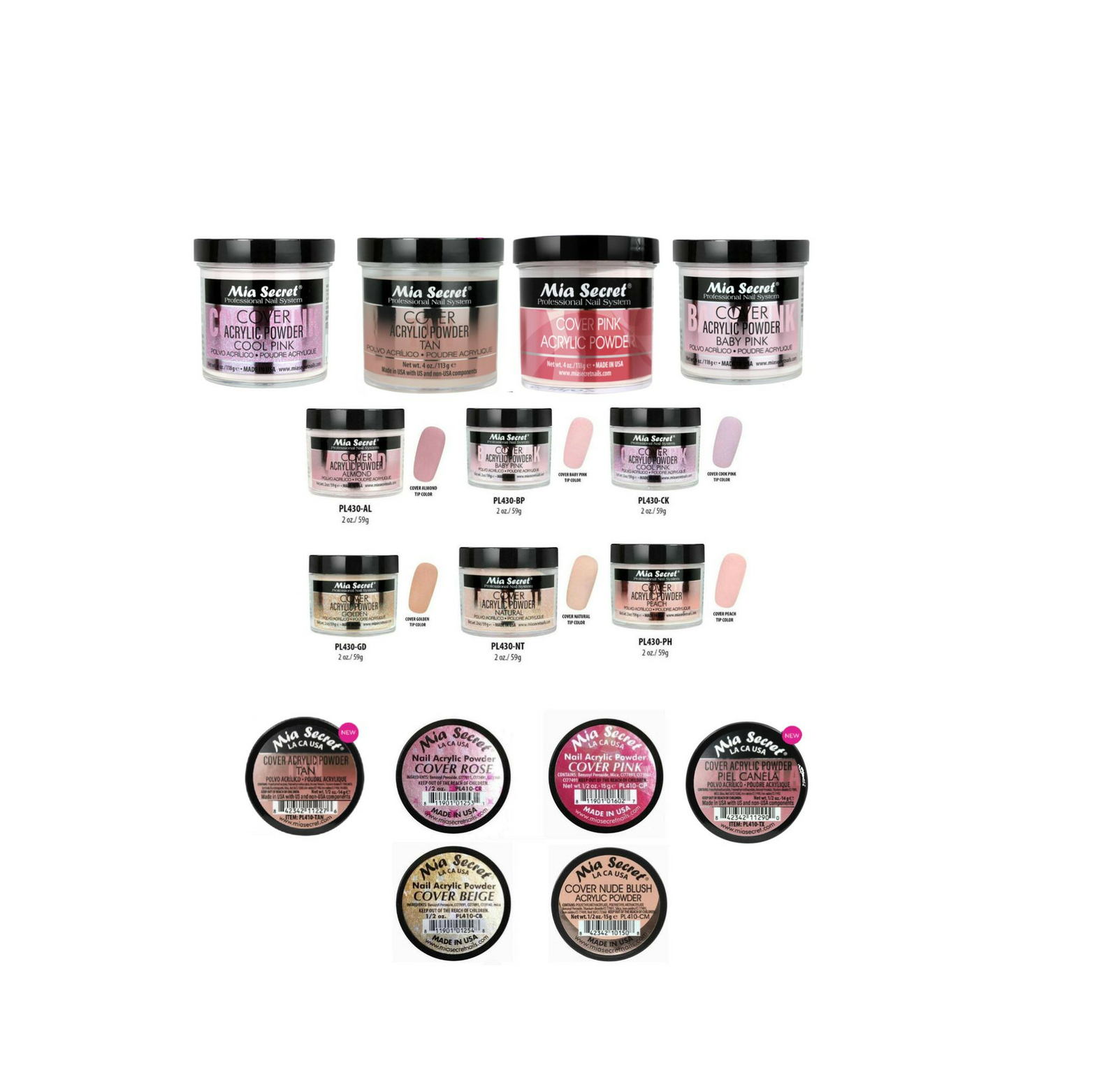 ALL NEW MIA SECRET COVER ACRYLIC POWDER SHADES ~ PICK YOUR CHOICE