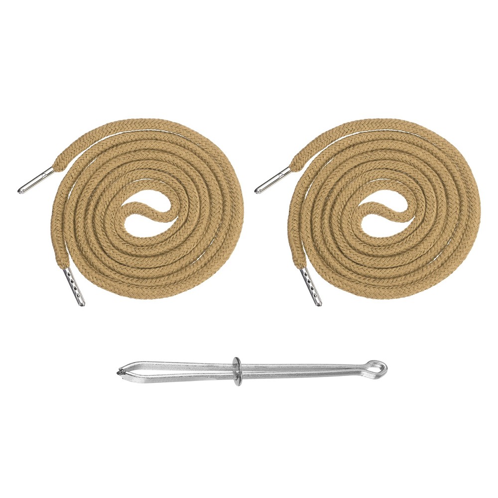 2 Pcs Hoodie Strings Drawstring Cords with Easy Threader (Khaki)