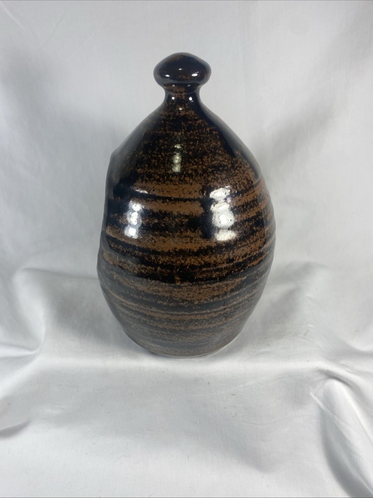 Rustic Brown Stoneware Salt Pig - 8" tall