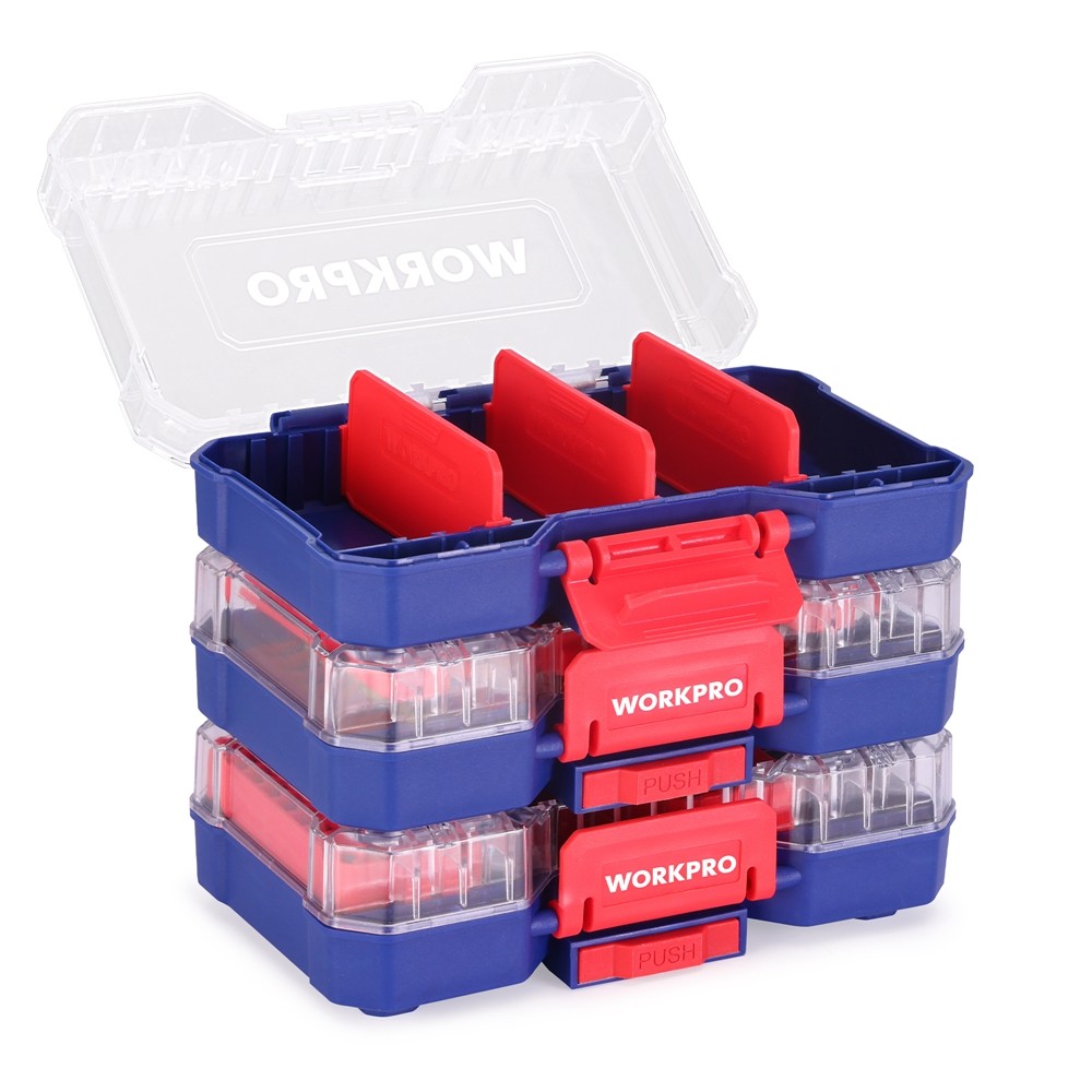 WORKPRO 3PCS Parts Organizer Stackable Hardware Storage Case Tool Box Organizers