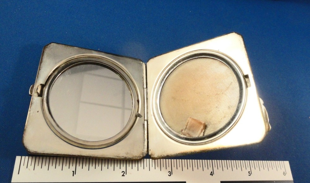Antique Signed Sterling Silver Hand Chased Compact