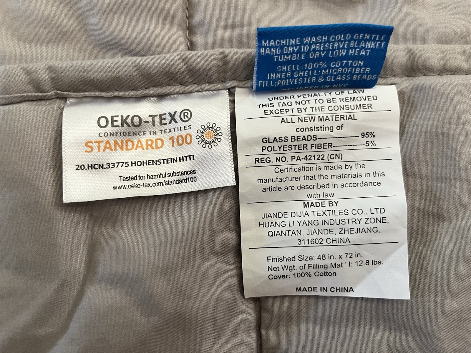 Luna Full Size Weighted Blanket - 12.8 lbs - Cooling Cotton with Glass Beads