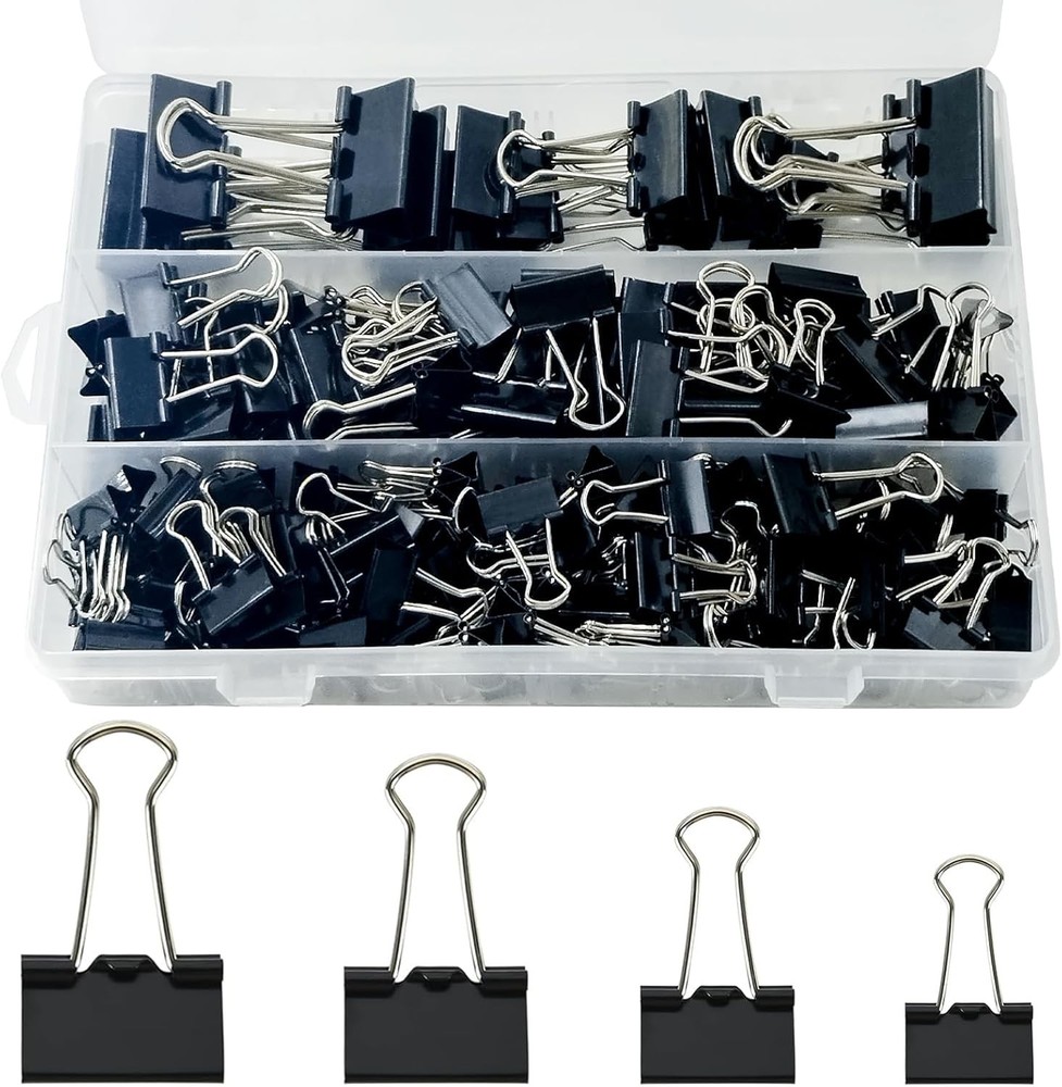 Binder Clips Assorted Sizes, Bla Lar, Medium, Small Binder Paper Clips