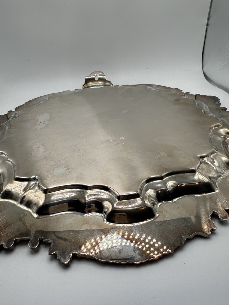 Barbour Silver Plate Co Footed Etched Tray 13” Silver On Copper #3804