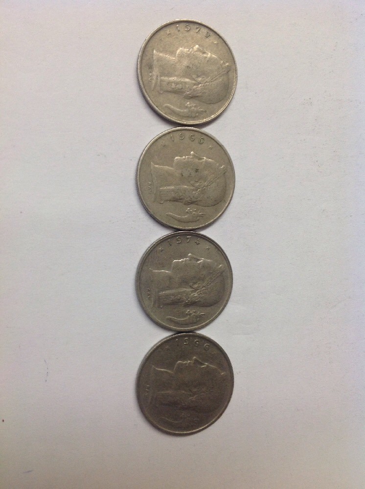 Assorted Belgium 1 Franc Coins