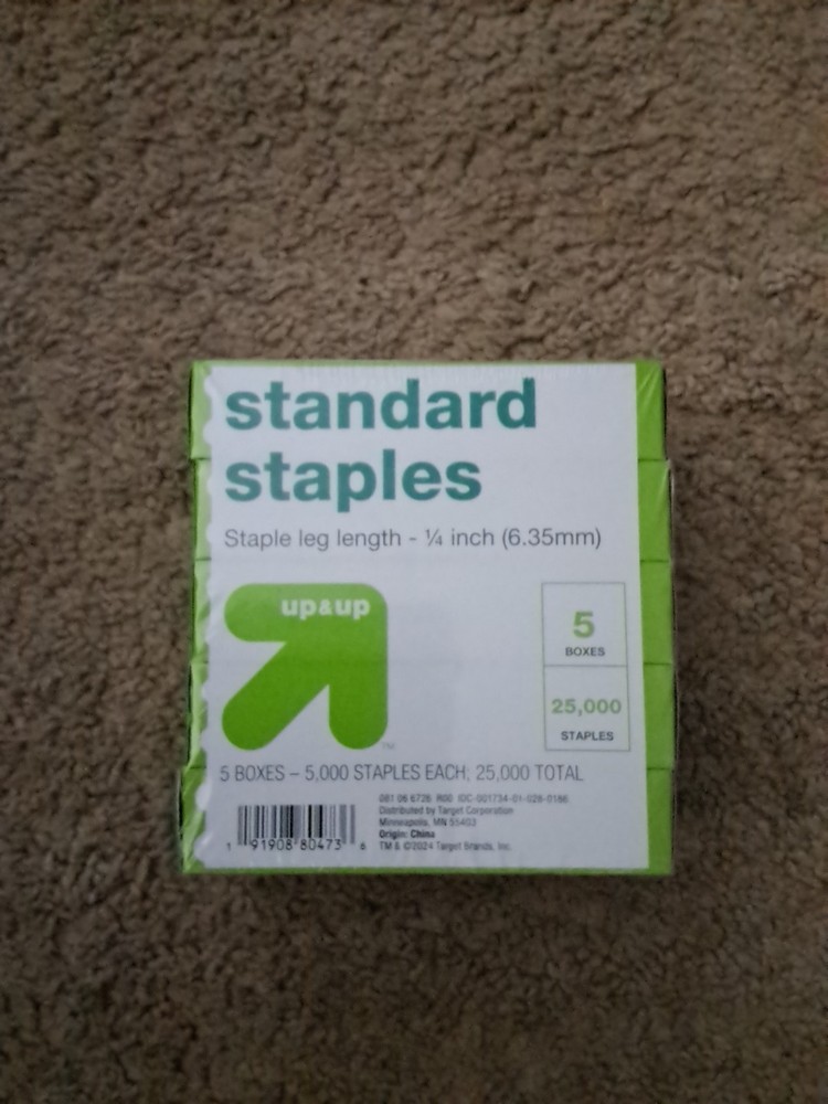 " Standard Staples, 5 Boxes, 5000 Staples/Box"