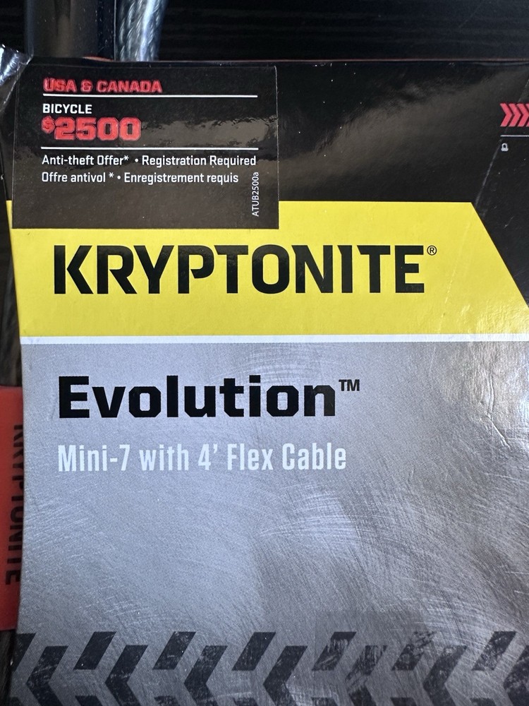 Krytonite Evolution Mini 7 U U-Lock 4' Cable Bracket Flex
