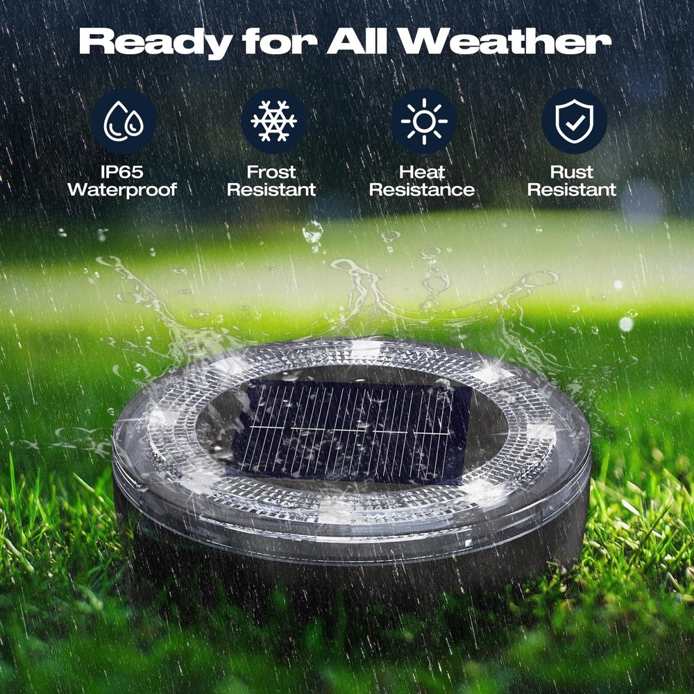 vighep Mini Solar Ground Lights, 2 Pack Lights S-2PACK, Cold White