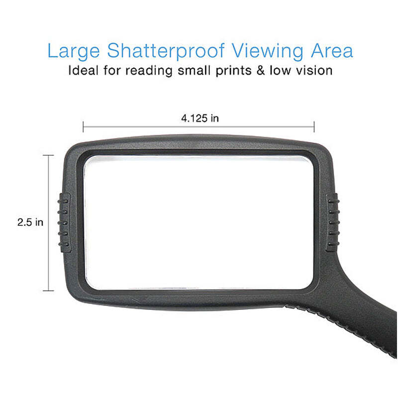 4X Large Handheld Magnifying Glass with Comfort Grip & Shattered Proof Design