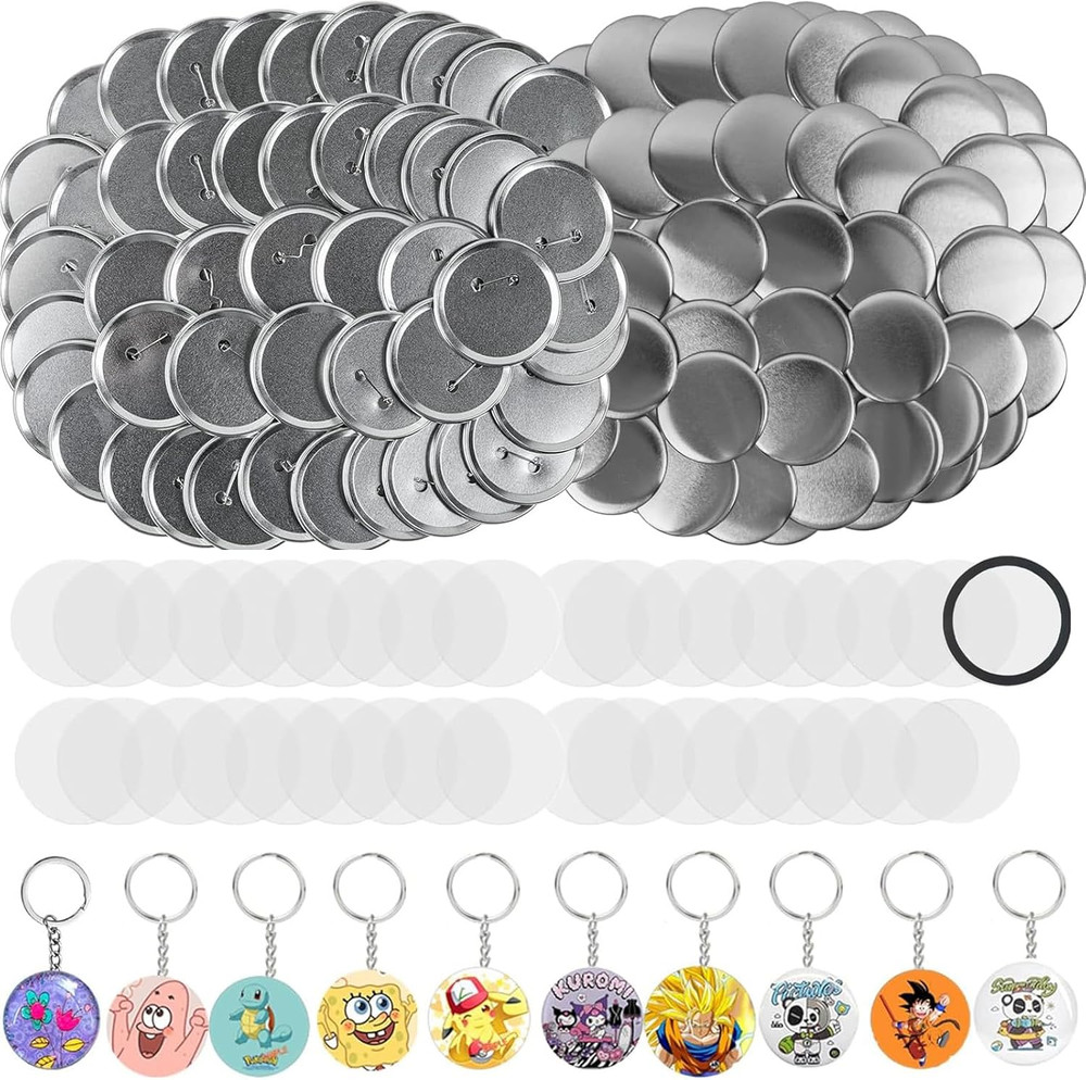 Button Maker Supplies, 100 Sets 58Mm/2.25 Inch Pin Making Kit for Button Maker M
