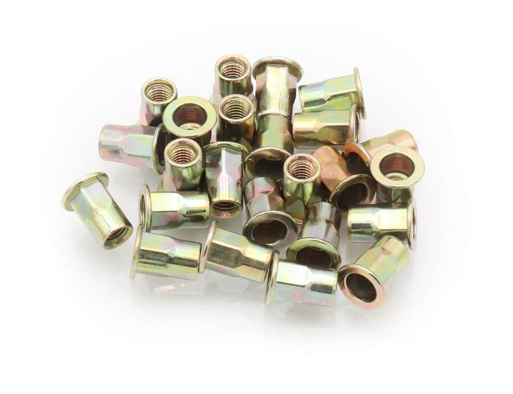 LBY 60pcs Carbon Steel Rivet Nuts, M6 Thread Insert Nutsert (Half-Hexagonal) ...