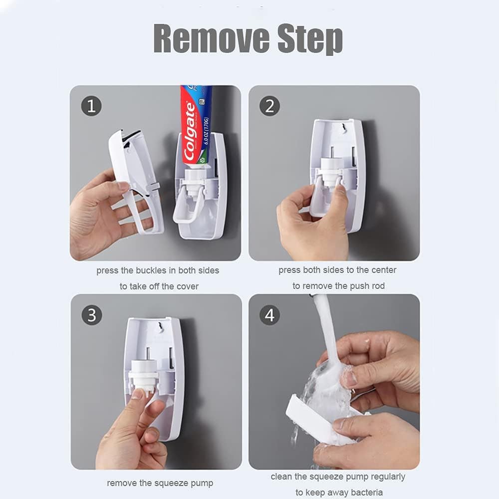 Automatic Toothbrush Dispenser Wall Mount Toothpaste Squeezer and Toothbrush Hol