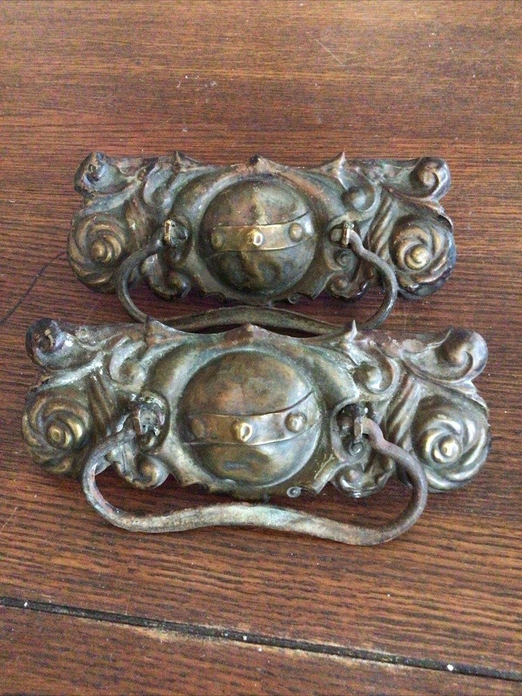 Large Vintage Brass Drawer Handle Pulls 2