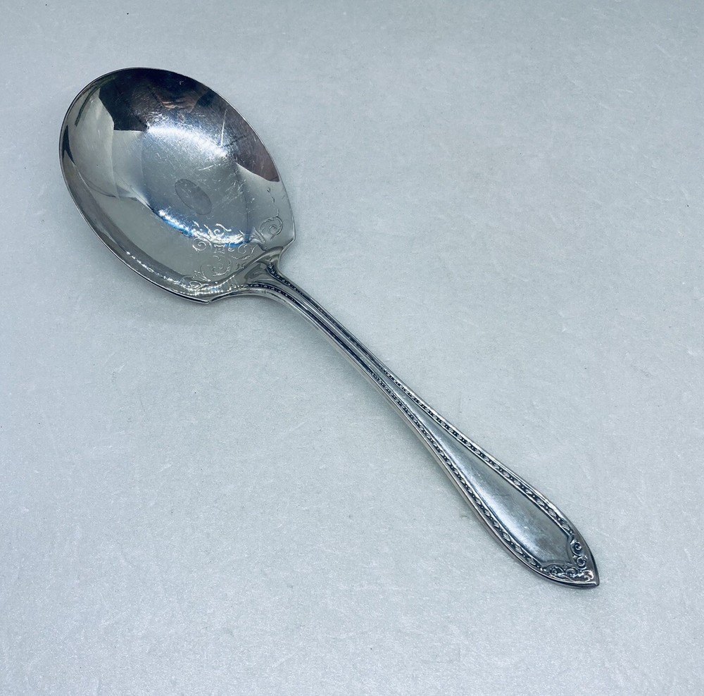 Vintage Community Plate Large Scoop Casserole Spoon 9” Silverplated Ornate 29