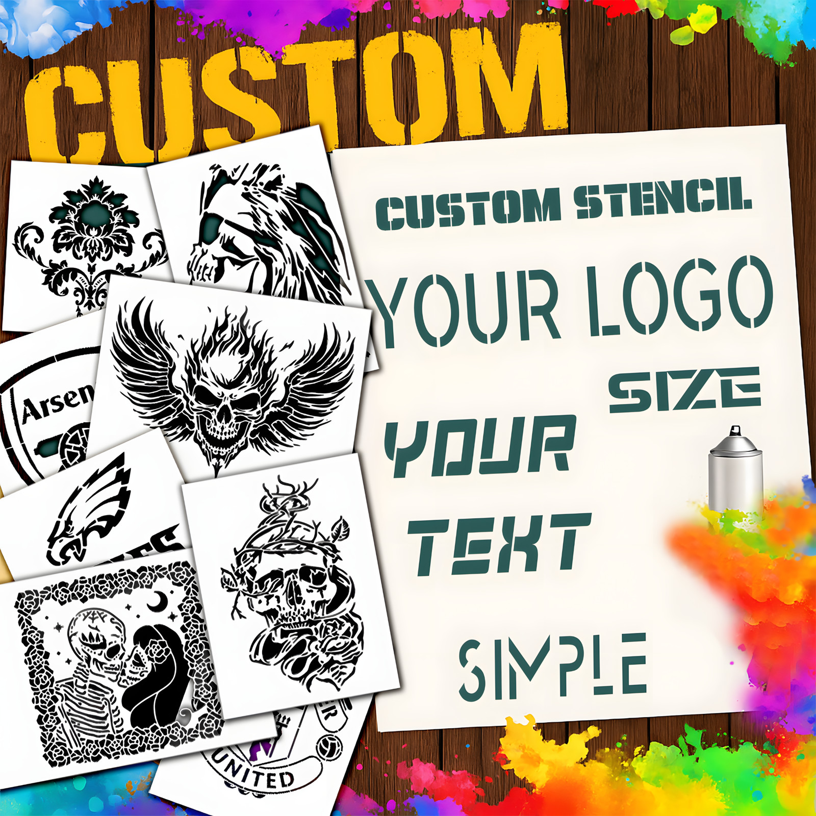 Custom Stencil with Logo, Text - Personalised Reusable Mylar Stencils