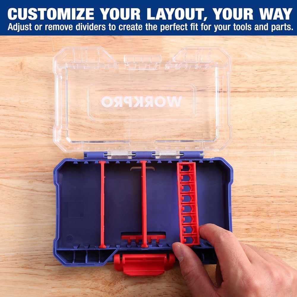 WORKPRO 3PCS Parts Organizer Tool Box Organizers Stackable Hardware Storage Case