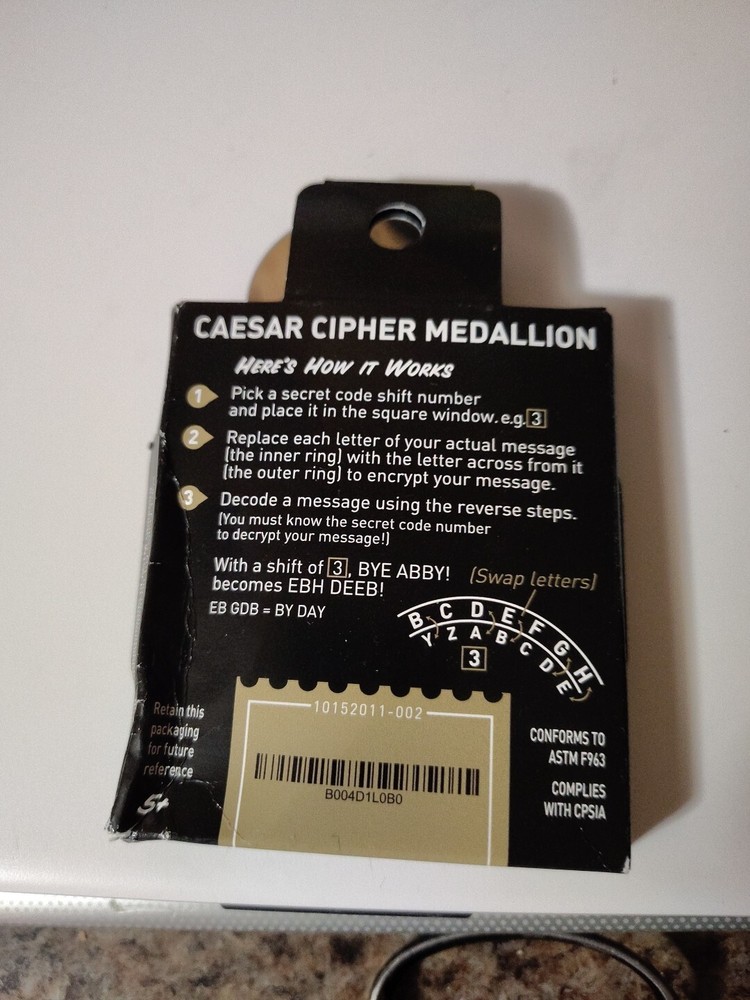Retroworks Caesar Cipher Medallion Original