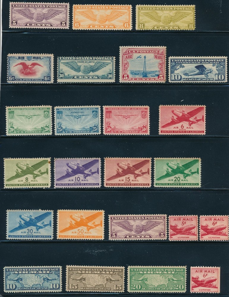 US 54 DIFF MINT BOB: 7 COMPL SETS +; AIRMAILS, SPEC DELY, CERT & MORE CV $145