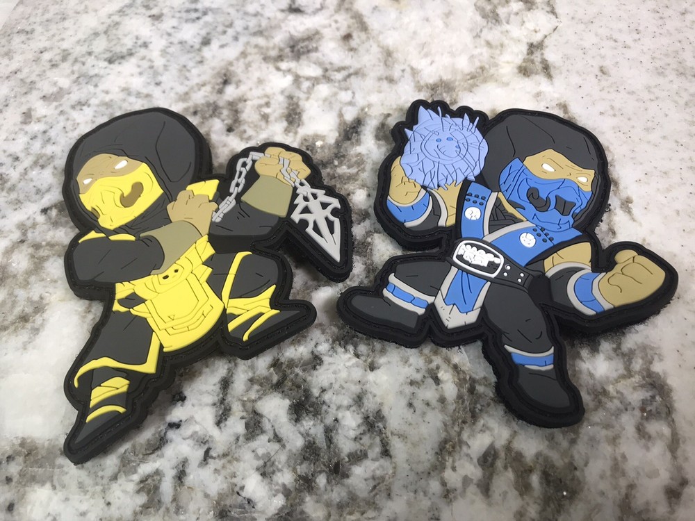 Scorpion & Sub-Zero Mortal Kombat PVC Morale Patch Hook N Loop Tactical Set New