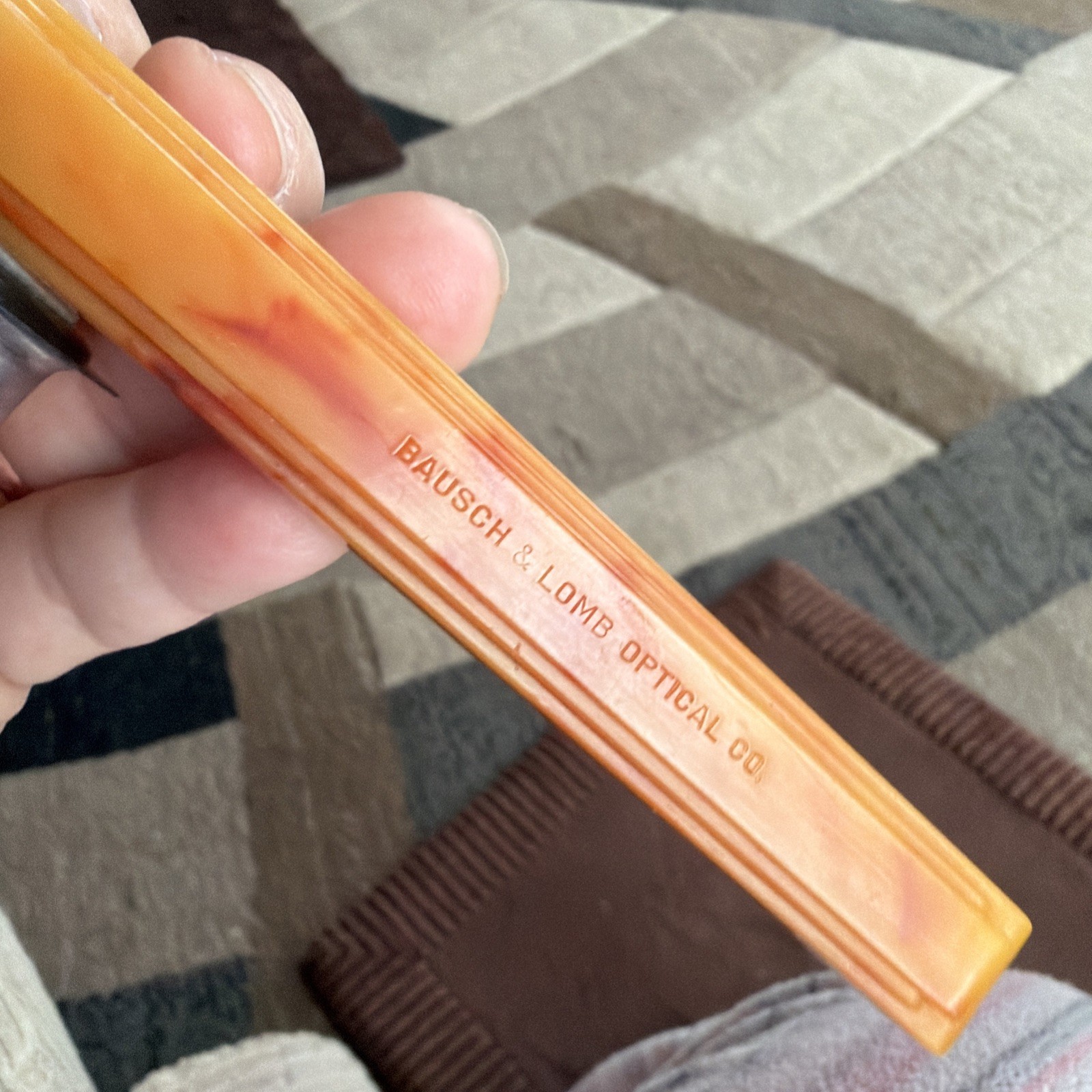 Vtg. Bausch & Lomb Light Butterscotch Art Deco Faux? Bakelite Magnifying Glass