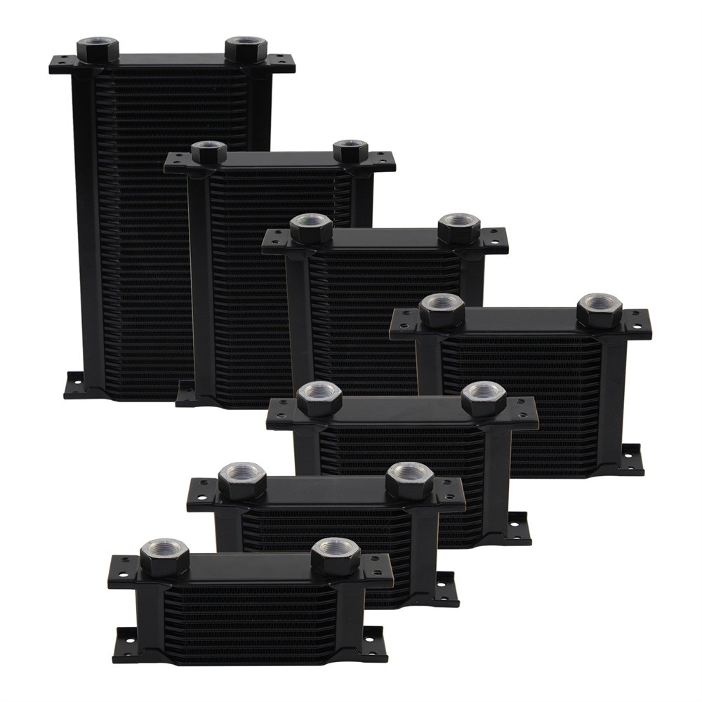 Universal 19 Row Transmission Engine Oil Cooler M22×1.5 Female Ports Aluminum