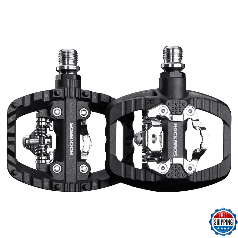 ROCKBROS Mountain Bike Pedals Dual Function Sealed Clipless Flat Platform Compat