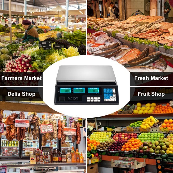 Scale Commercial Digital Price Computing LCD Display Food Fruit Vegetable Black