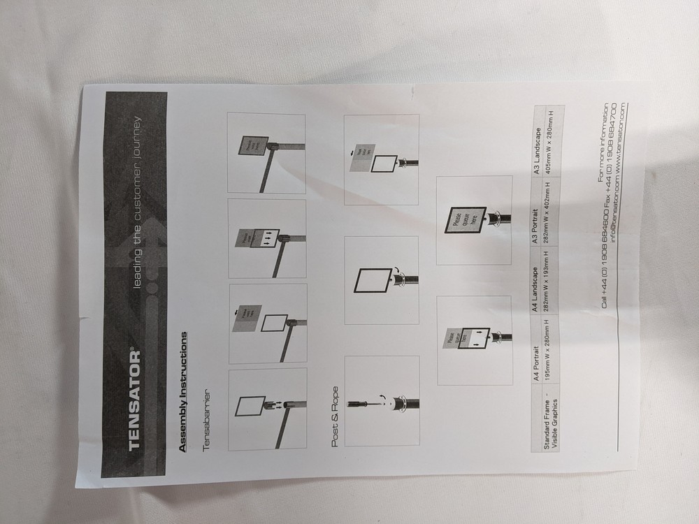 TENSATOR Crowd Control Sign Holder A4 Portrait Sized Frame for Post