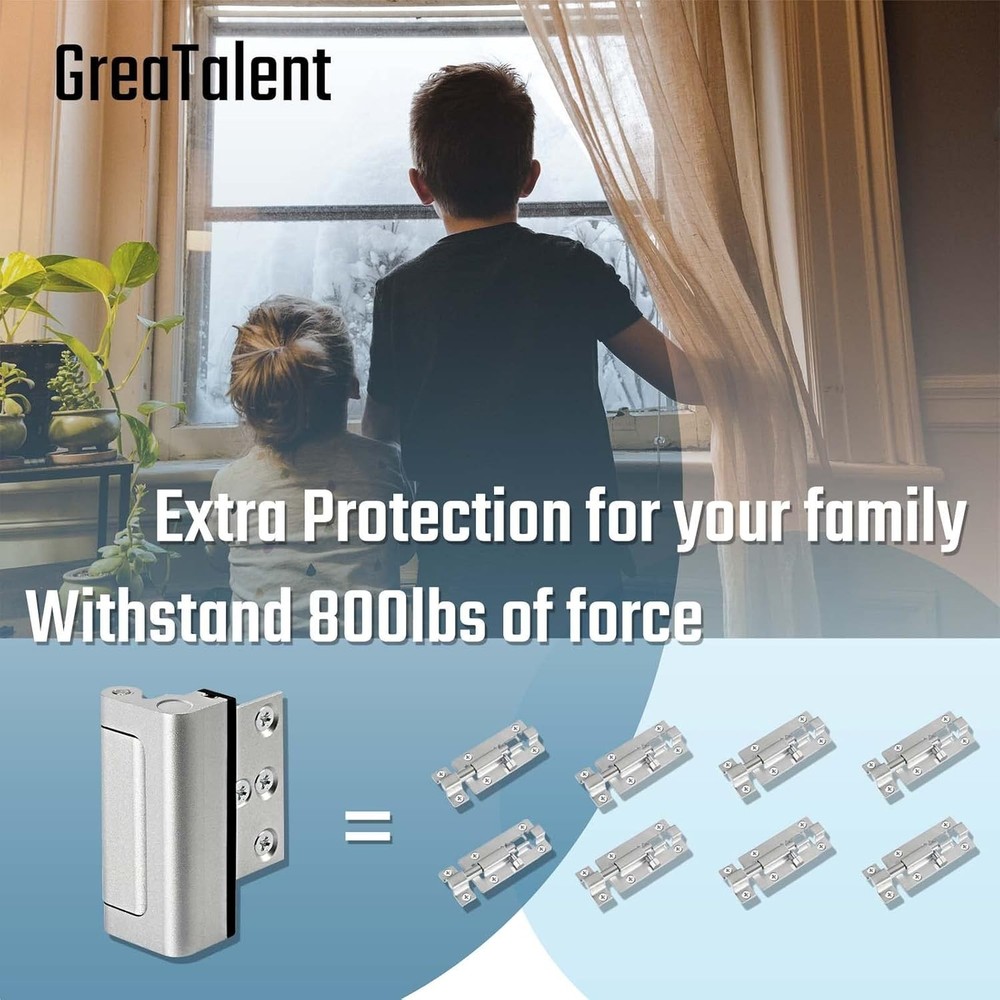 Home Security Door Reinforcement Lock 3-Pack, Childproof