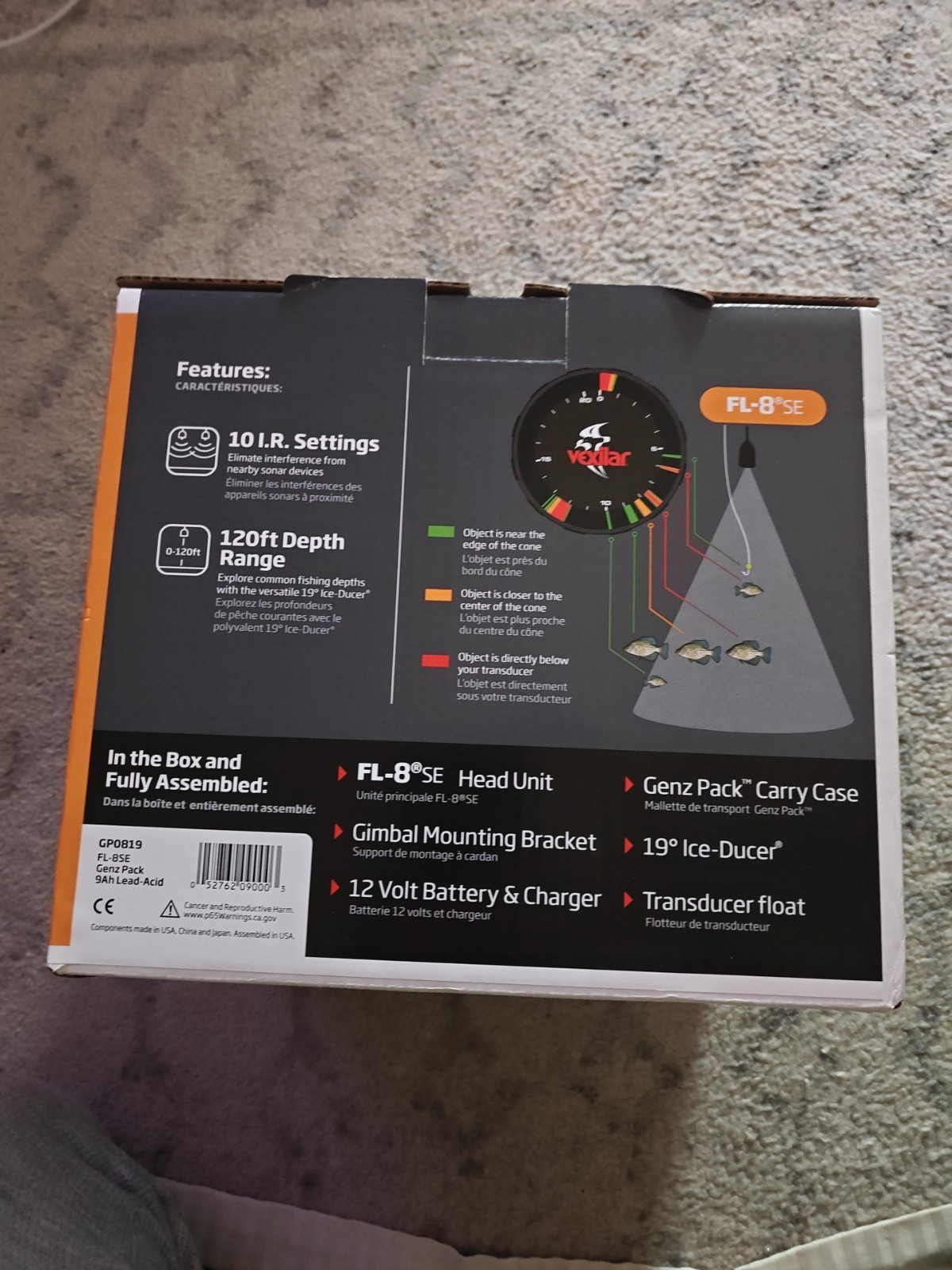 NEW Vexilar GP0819 FL-8SE Genz Pack w/19-Degree Ice-Ducer fishing Flasher Sonar