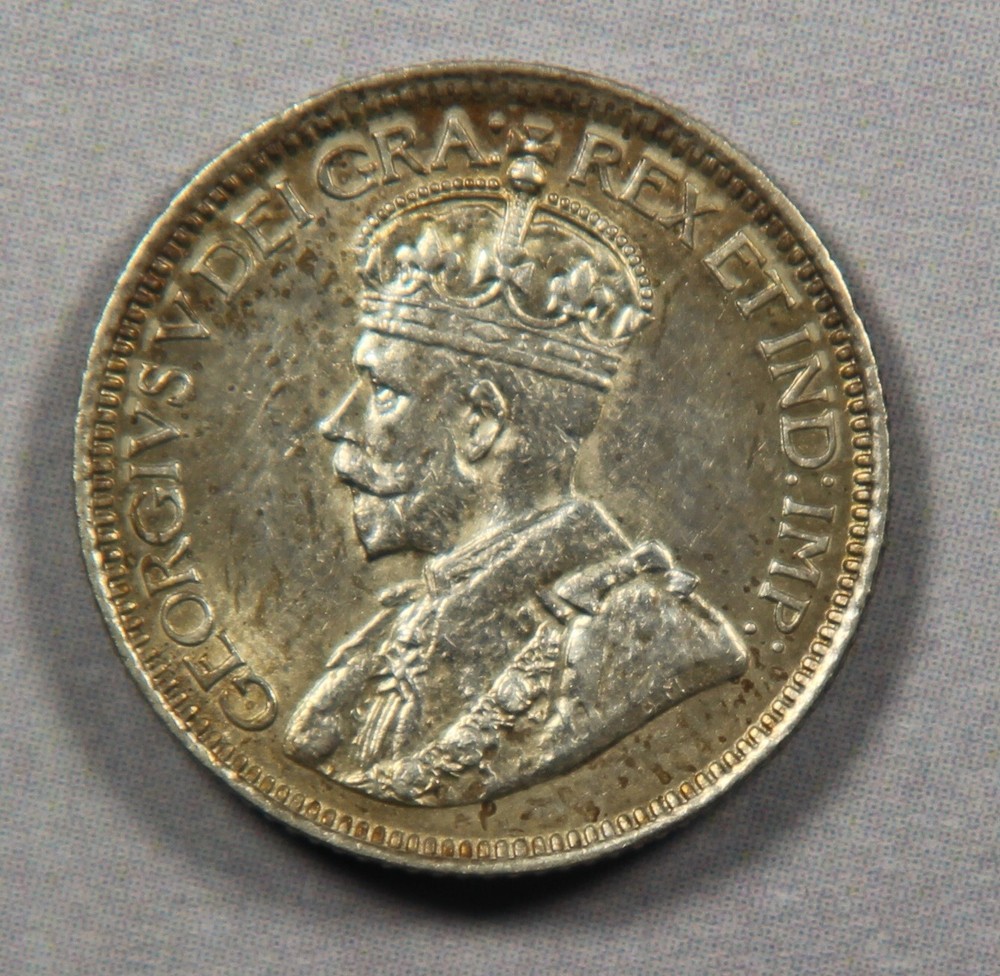 1918 Canada 10 Cents Silver, George V 10c