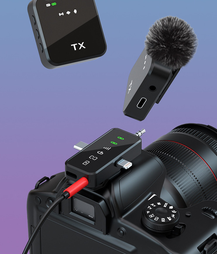 3 in 1 Mini Microphone for iPhone/Android/Camera, Wireless Lavalier Microphone*