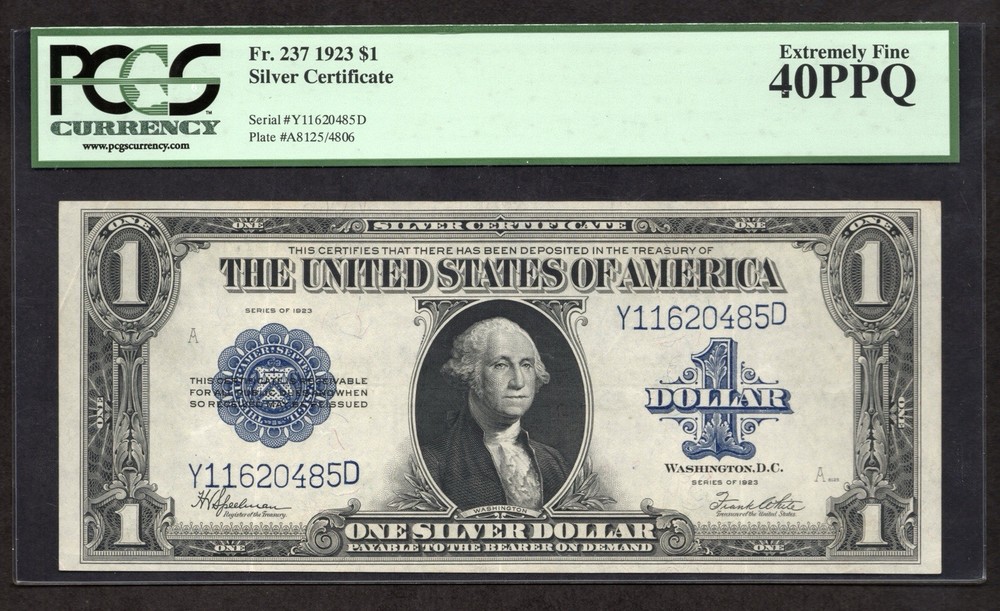 1923 $1 Silver Certificate Fr. 237 - PCGS 40 PPQ