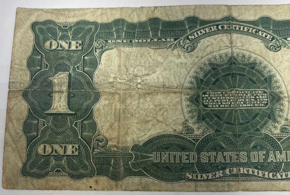 1899 Large One Dollar Silver Certificate Black Eagle Bank Note Circulated
