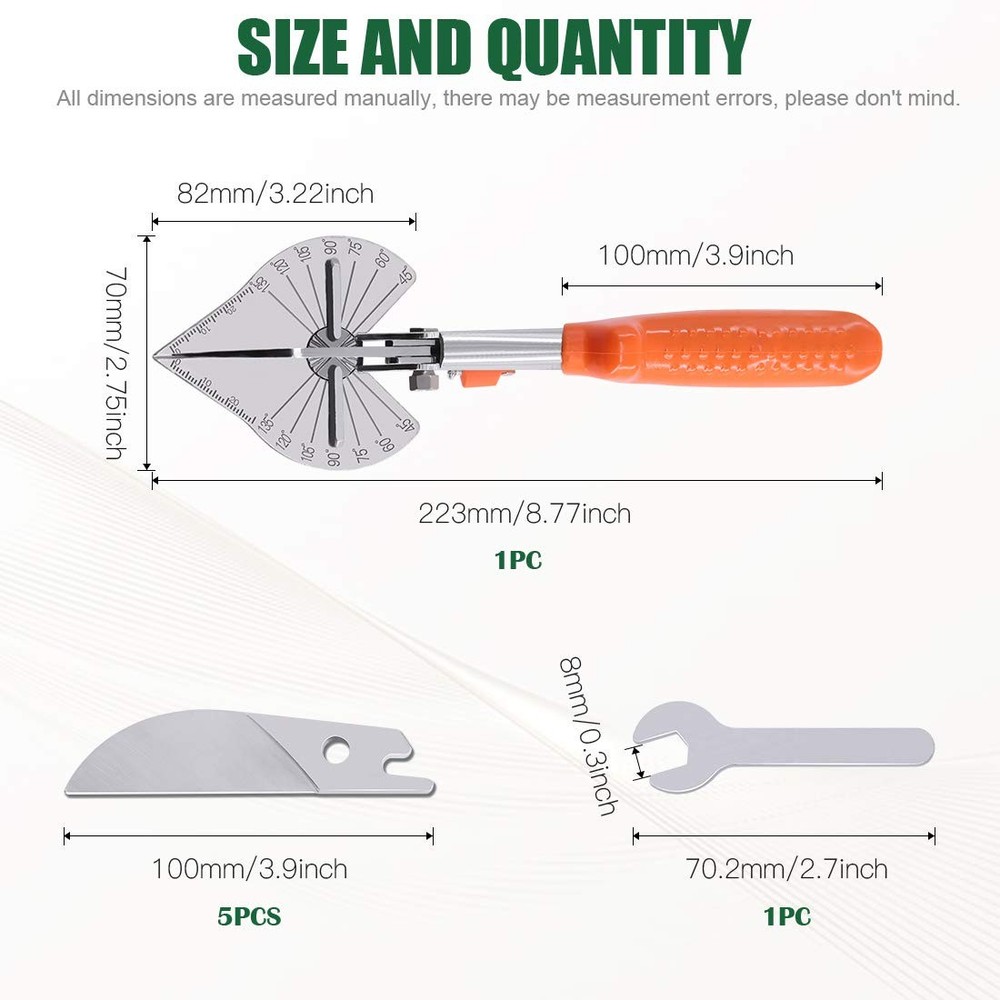 7Pcs Multi Angle Miter Shear Cutter, Multifunctional Trunking/Miter Shears wi...