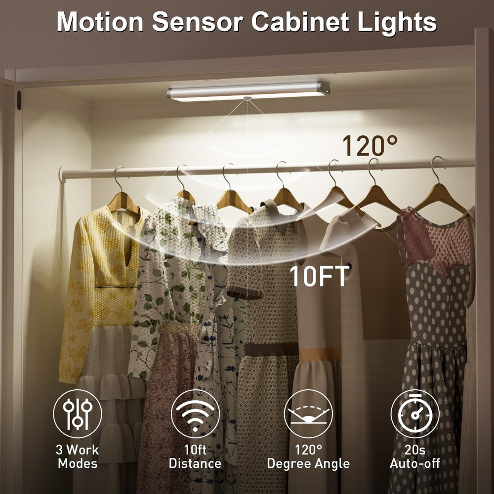 Under Cabinet Lighting,Rechargeable Motion Sensor Light Indoor Night Lights w...