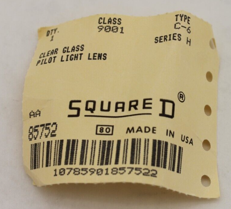 Square D 9001 C-6 Clear Glass Pilot Light Lens