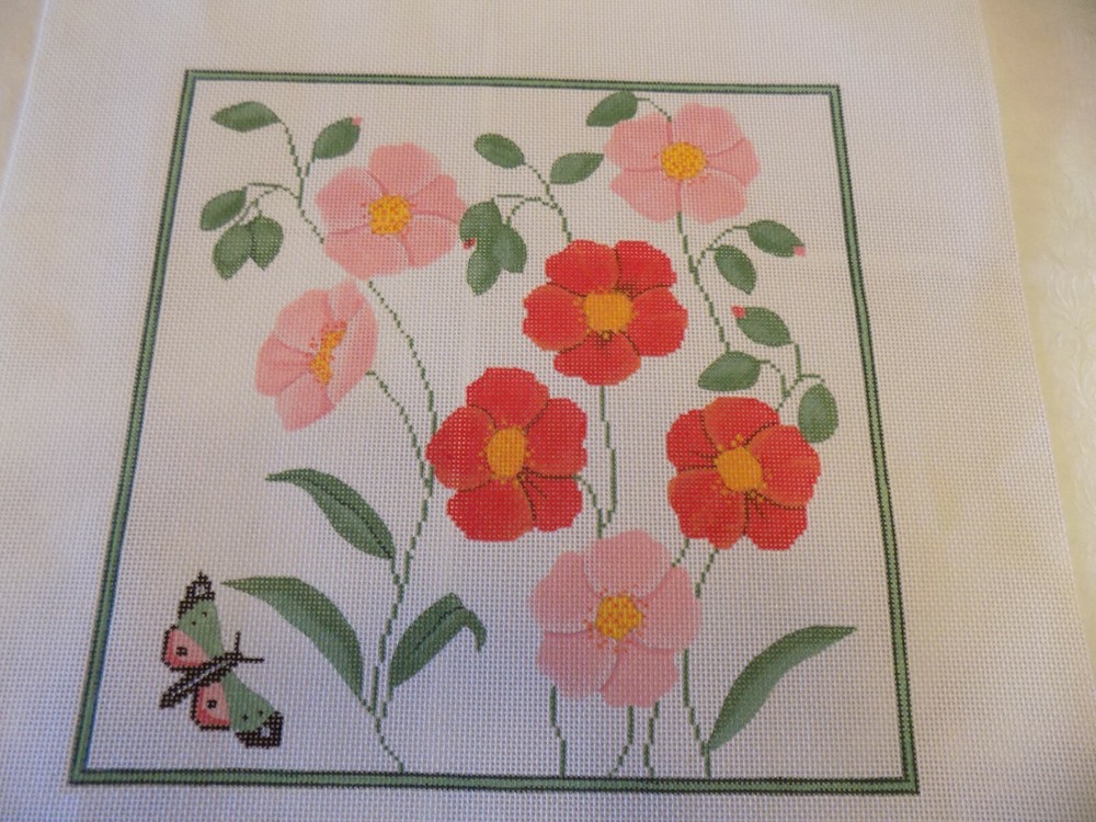 HAND PAINTED FLOWERS WITH BUTTERFLY