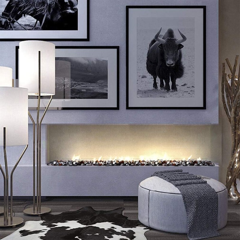 1" Heart Shaped Fireproof Glass Stone for Fire Pits, Fireplaces - Brown 1/3/5 lb