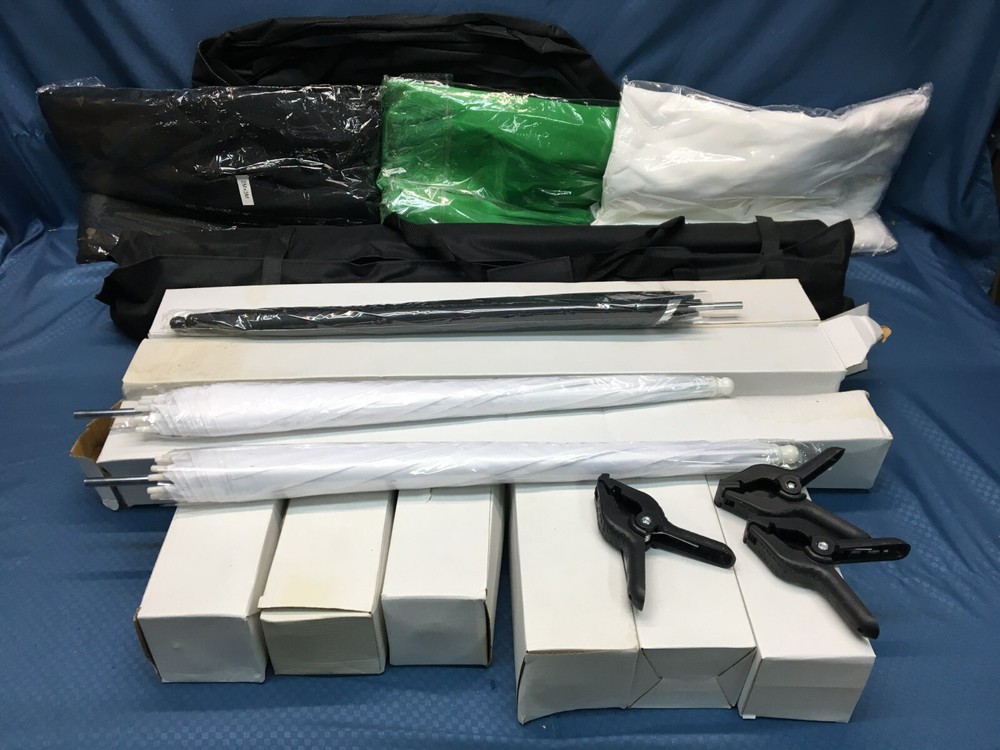6.6ft x 9.8ft Background Support System and Umbrellas Continuous Lighting Kit