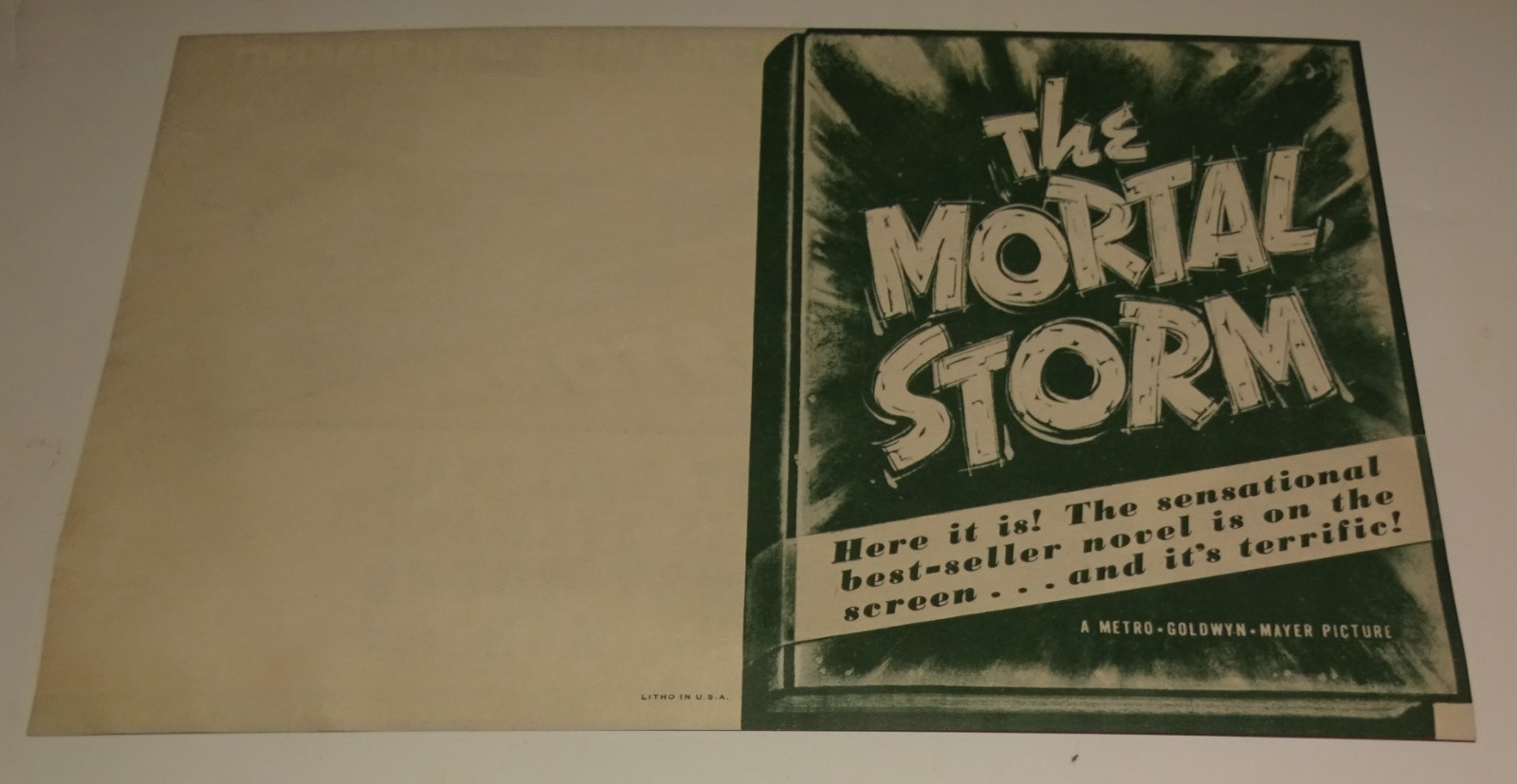 1940 THE MORTAL STORM Exhibitor Manual & Mini-Poster (Herald) James Stewart, etc
