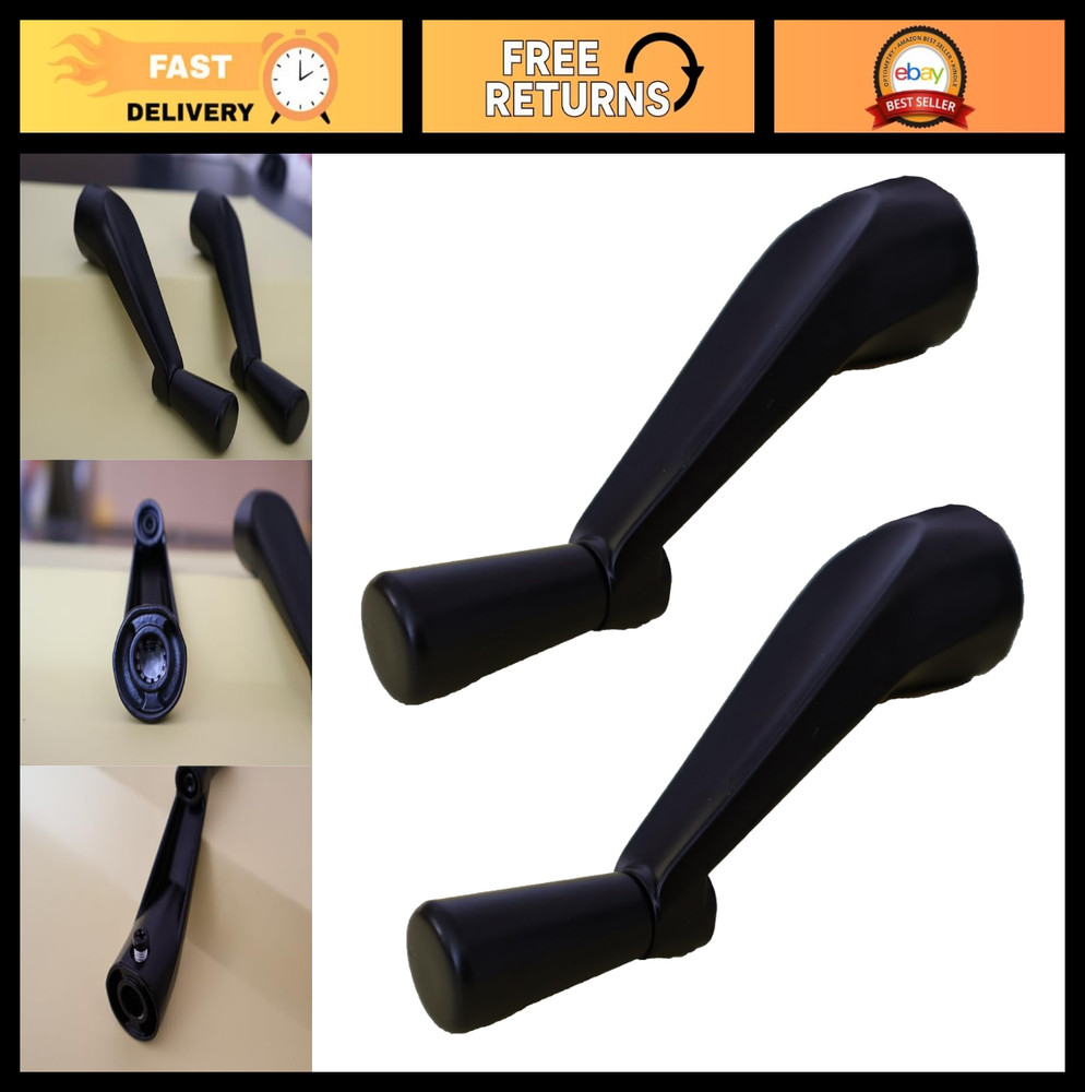 Window Crank Handle Replacement - Black 3/8" Spline Socket, Smooth 360° Operatio