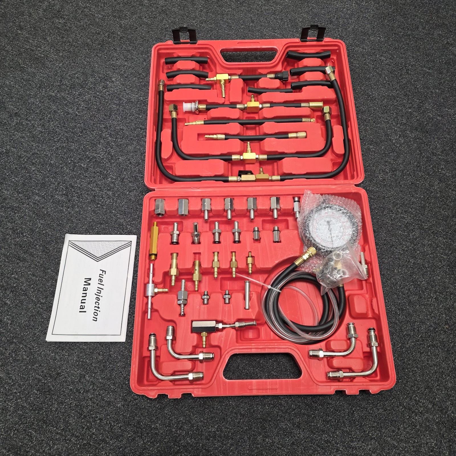 Fuel Injection Pressure Tester 3-1/2" Dual Gauge Kit Readings 0~10bar 0~140 psi