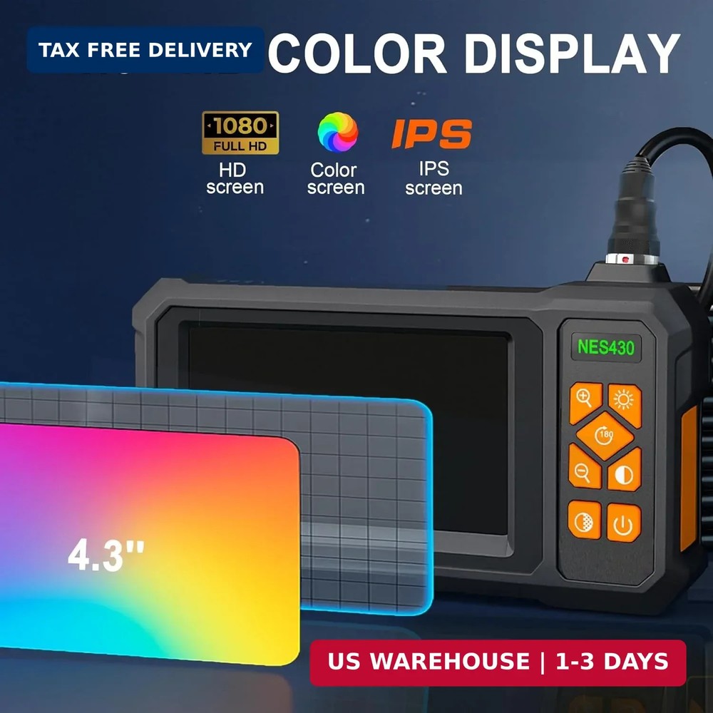 Endoscope Camera with Light, 1920P HD Borescope Inspection Camera with 4.3" IPS